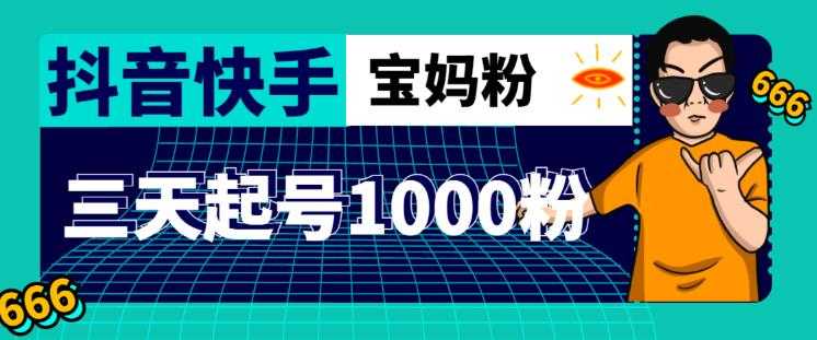 抖音快手三天起号涨粉1000宝妈粉丝的核心方法【详细玩法教程】-微风-知识付费系统