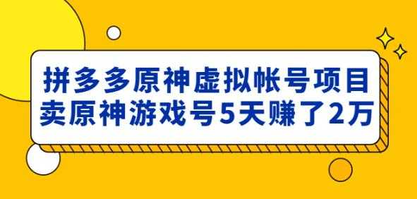 外面卖2980的拼多多原神虚拟帐号项目：卖原神游戏号5天赚了2万-微风-知识付费系统