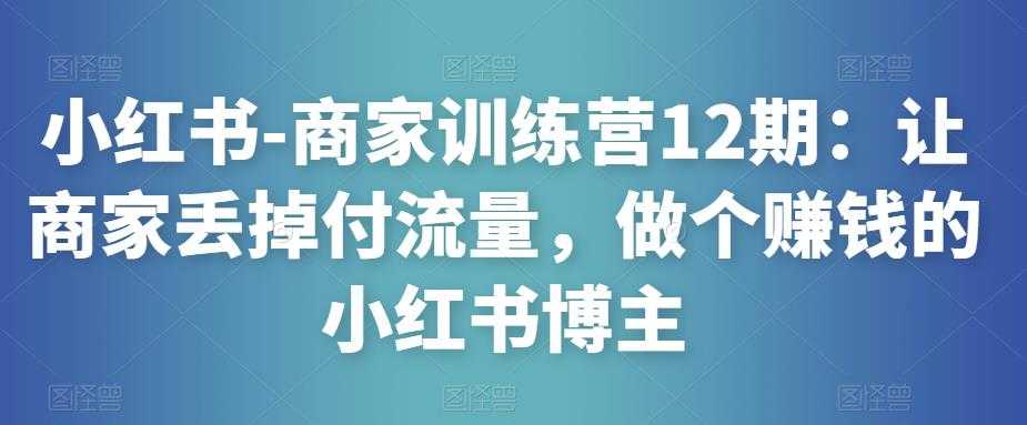 小红书-商家训练营12期：让商家丢掉付流量，做个赚钱的小红书博主-微风-知识付费系统