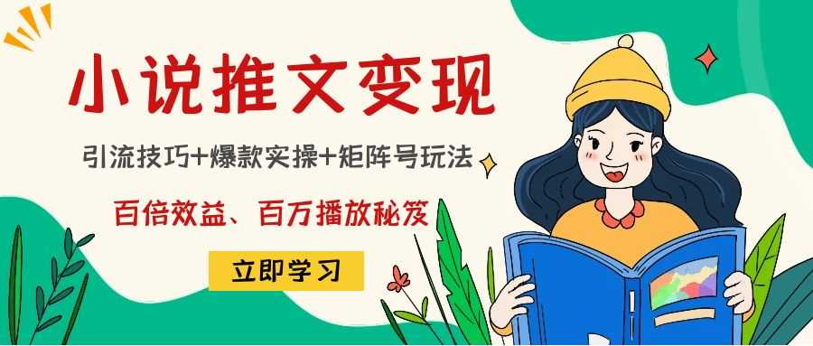 小说推文训练营：引流技巧+爆款实操+矩阵号玩法，百倍效益、百万播放秘笈-微风-知识付费系统